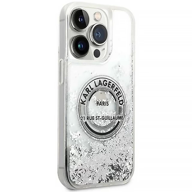 Чехол Karl Lagerfeld Liquid Glitter RSG для iPhone 14 Pro Silver (KLHCP14LLCRSGRS)