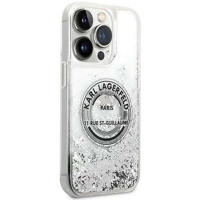 Чохол Karl Lagerfeld Liquid Glitter RSG для iPhone 14 Pro Silver (KLHCP14LLCRSGRS)