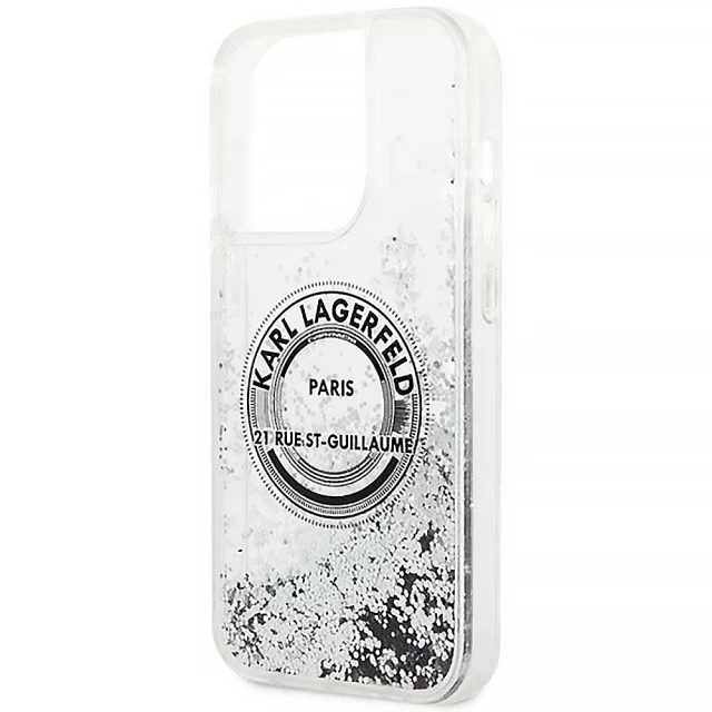 Чехол Karl Lagerfeld Liquid Glitter RSG для iPhone 14 Pro Silver (KLHCP14LLCRSGRS)