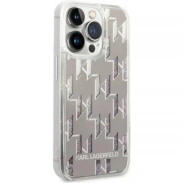 Чохол Karl Lagerfeld Liquid Glitter Monogram для iPhone 14 Pro Silver (KLHCP14LLMNMS)