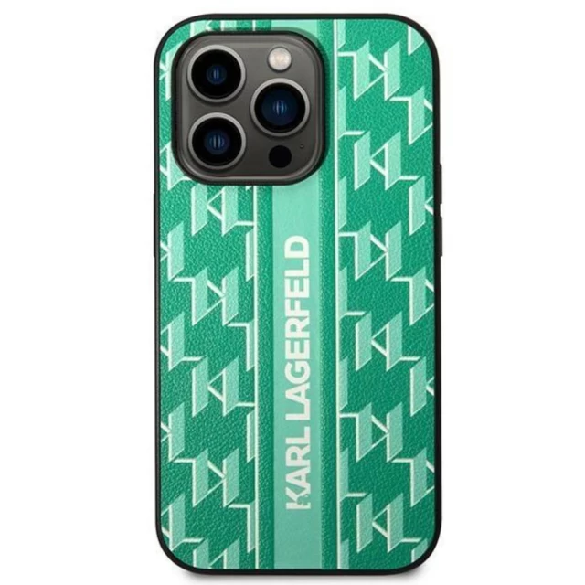 Чехол Karl Lagerfeld Monogram Stripe для iPhone 14 Pro Green (KLHCP14LPGKLSKN)