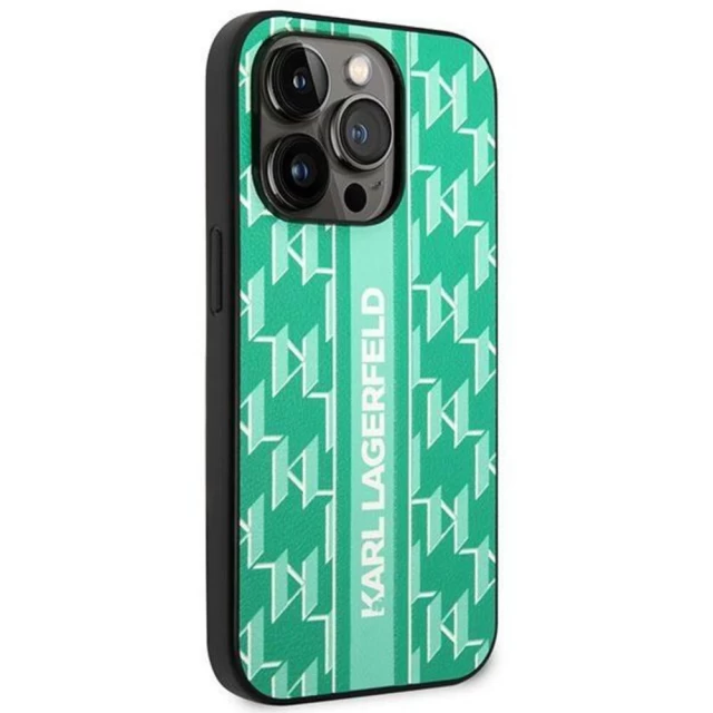 Чехол Karl Lagerfeld Monogram Stripe для iPhone 14 Pro Green (KLHCP14LPGKLSKN)