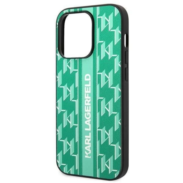 Чехол Karl Lagerfeld Monogram Stripe для iPhone 14 Pro Green (KLHCP14LPGKLSKN)