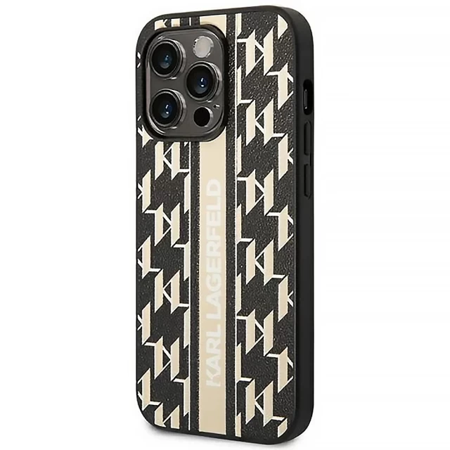 Чехол Karl Lagerfeld Monogram Stripe для iPhone 14 Pro Brown (KLHCP14LPGKLSKW)