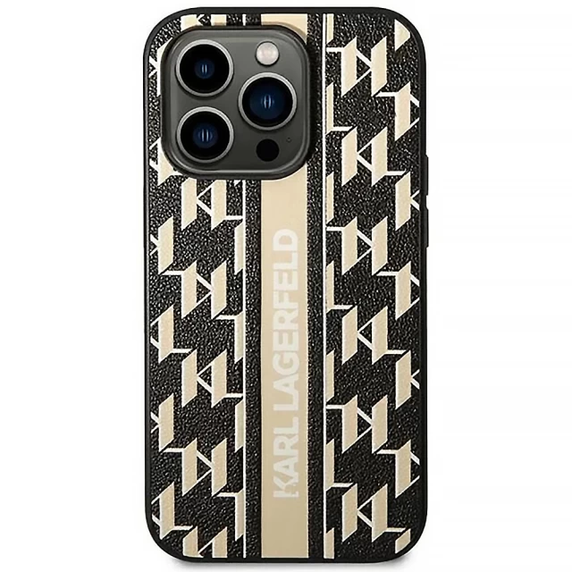 Чехол Karl Lagerfeld Monogram Stripe для iPhone 14 Pro Brown (KLHCP14LPGKLSKW)