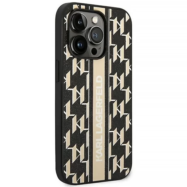 Чехол Karl Lagerfeld Monogram Stripe для iPhone 14 Pro Brown (KLHCP14LPGKLSKW)