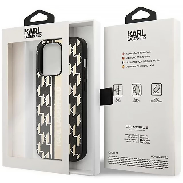 Чехол Karl Lagerfeld Monogram Stripe для iPhone 14 Pro Brown (KLHCP14LPGKLSKW)