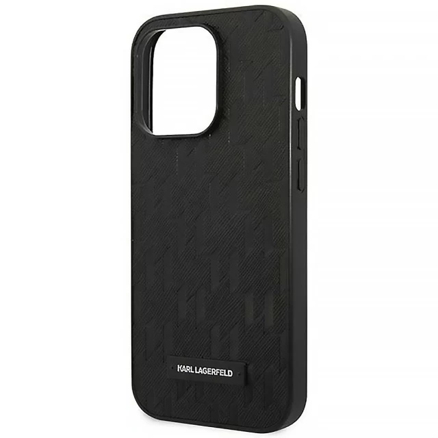 Чехол Karl Lagerfeld Saffiano Mono Metal Logo для iPhone 14 Pro Black (KLHCP14LSAKLHPK)