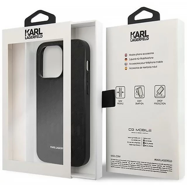 Чохол Karl Lagerfeld Saffiano Mono Metal Logo для iPhone 14 Pro Black (KLHCP14LSAKLHPK)