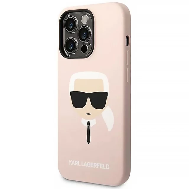 Чохол Karl Lagerfeld Silicone Karl's Head для iPhone 14 Pro Pink (KLHCP14LSLKHLP)