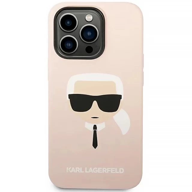 Чохол Karl Lagerfeld Silicone Karl's Head для iPhone 14 Pro Pink (KLHCP14LSLKHLP)