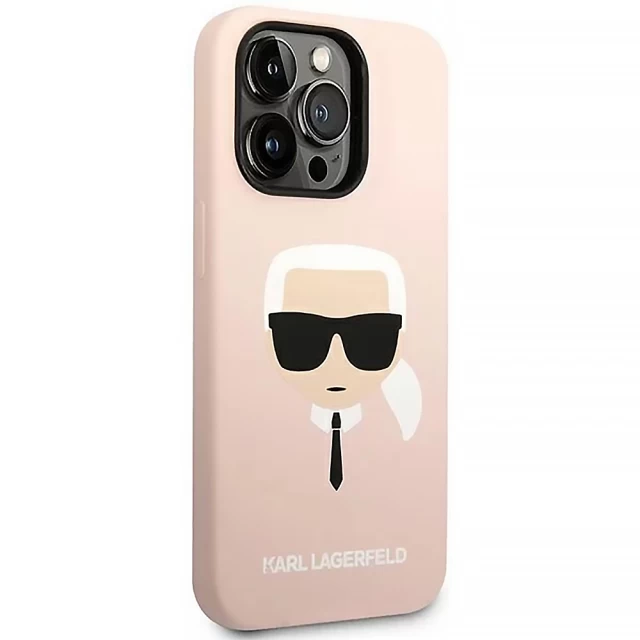 Чехол Karl Lagerfeld Silicone Karl's Head для iPhone 14 Pro Pink (KLHCP14LSLKHLP)