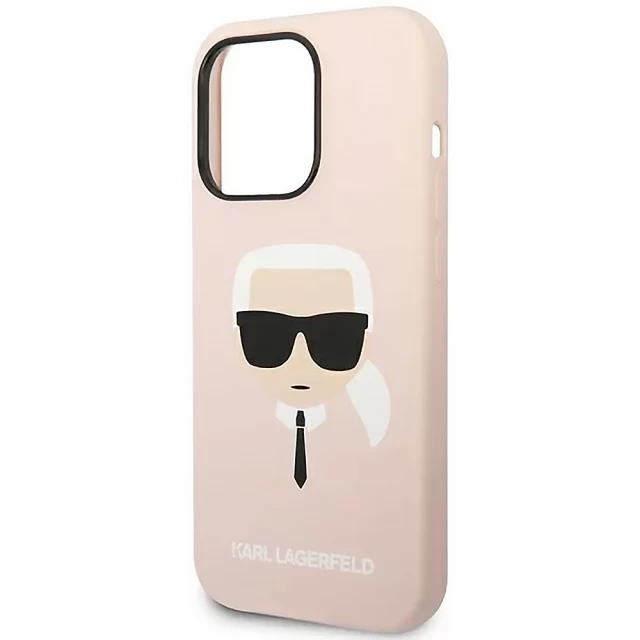 Чохол Karl Lagerfeld Silicone Karl's Head для iPhone 14 Pro Pink (KLHCP14LSLKHLP)