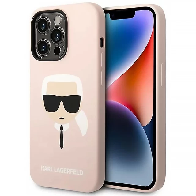 Чехол Karl Lagerfeld Silicone Karl's Head для iPhone 14 Pro Pink (KLHCP14LSLKHLP)