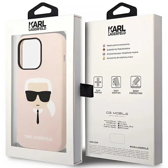 Чехол Karl Lagerfeld Silicone Karl's Head для iPhone 14 Pro Pink (KLHCP14LSLKHLP)