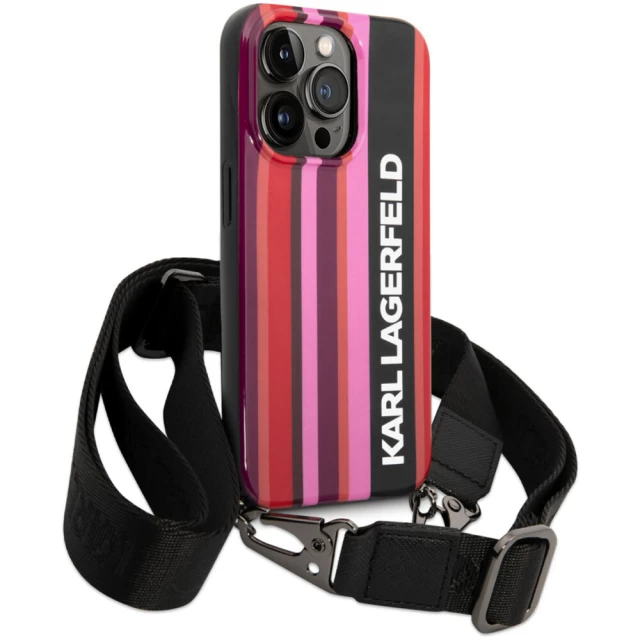 Чохол Karl Lagerfeld Color Stripes Strap для iPhone 14 Pro Pink (KLHCP14LSTSTP)