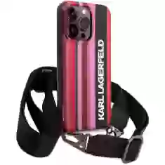 Чехол Karl Lagerfeld Color Stripes Strap для iPhone 14 Pro Pink (KLHCP14LSTSTP)
