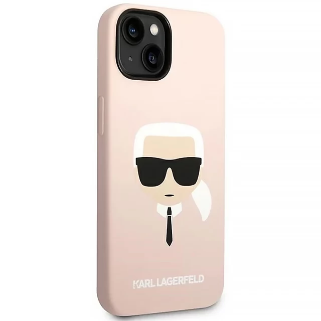 Чохол Karl Lagerfeld Silicone Karl's Head для iPhone 14 Light Pink with MagSafe (KLHMP14SSLKHLP)