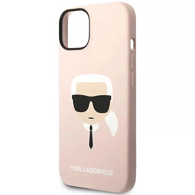 Чохол Karl Lagerfeld Silicone Karl's Head для iPhone 14 Light Pink with MagSafe (KLHMP14SSLKHLP)