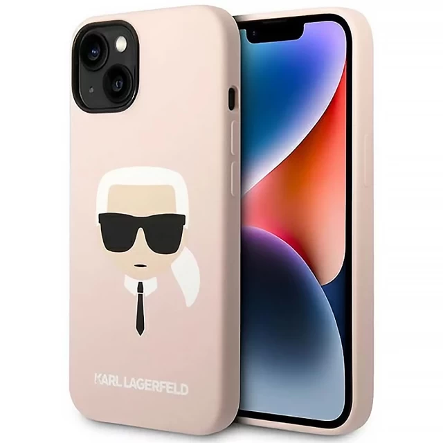 Чохол Karl Lagerfeld Silicone Karl's Head для iPhone 14 Light Pink with MagSafe (KLHMP14SSLKHLP)