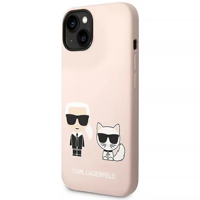 Чехол Karl Lagerfeld Silicone Karl & Choupette для iPhone 14 Light Pink with MagSafe (KLHMP14SSSKCI)