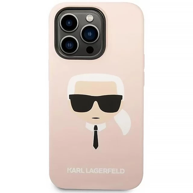 Чехол Karl Lagerfeld Silicone Karl's Head для iPhone 14 Pro Max Light Pink with MagSafe (KLHMP14XSLKHLP)