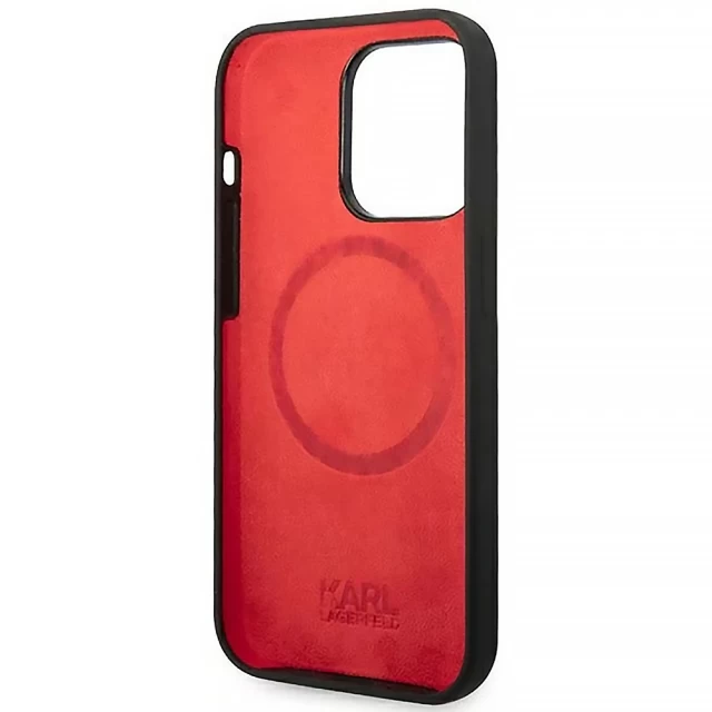 Чехол Karl Lagerfeld Silicone Plaque для iPhone 14 Pro Max Black with MagSafe (KLHMP14XSLMP1K)