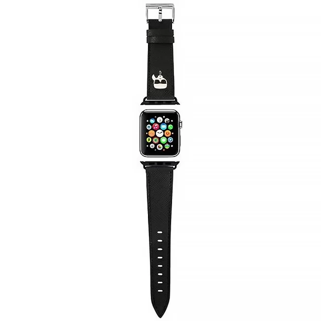 Ремешок Karl Lagerfeld Saffiano Karl Heads для Apple Watch 49 | 45 | 44 | 42 mm Black (KLAWLOKHK)