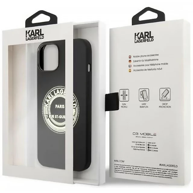 Чехол Karl Lagerfeld Silicone RSG для iPhone 14 Black (KLHCP14SSRSGRCK)