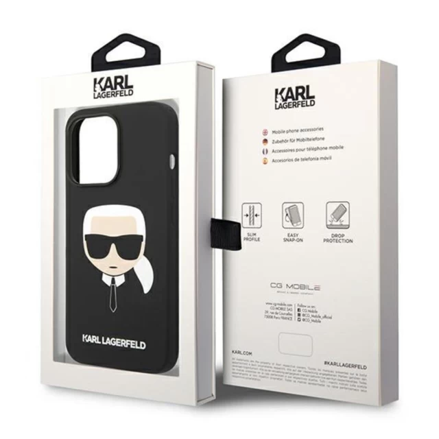 Чехол Karl Lagerfeld Karl's Head для iPhone 14 Pro Max Black (KLHCP14XSLKHBK)