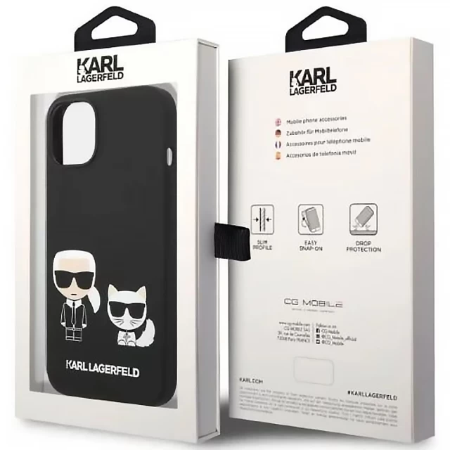 Чехол Karl Lagerfeld Liquid Silicone Karl & Choupette для iPhone 14 Plus Black with MagSafe (KLHMP14MSSKCK)