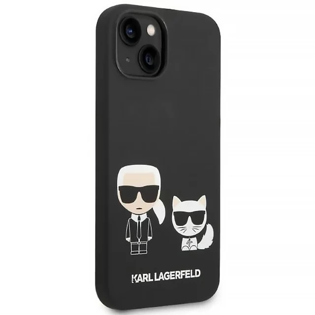 Чехол Karl Lagerfeld Liquid Silicone Karl & Choupette для iPhone 14 Black with MagSafe (KLHMP14SSSKCK)