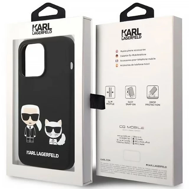 Чехол Karl Lagerfeld Liquid Silicone Karl & Choupette для iPhone 14 Pro Max Black with MagSafe (KLHMP14XSSKCK)