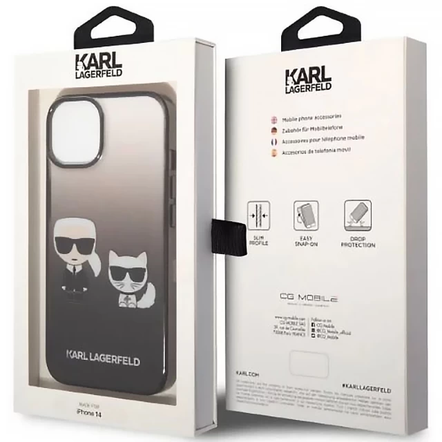 Чехол Karl Lagerfeld Gradient Iconik Karl & Choupette для iPhone 14 Black (KLHCP14STGKCK)