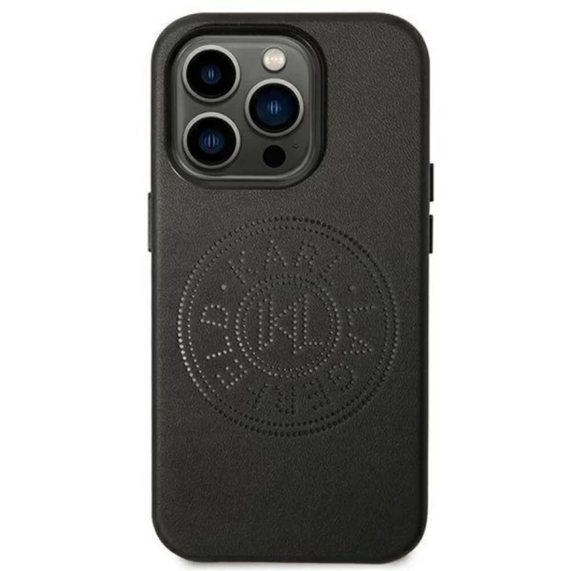 Чохол Karl Lagerfeld Leather Perforated Logo для iPhone 14 Pro Max Black (KLHCP14XFWHK)