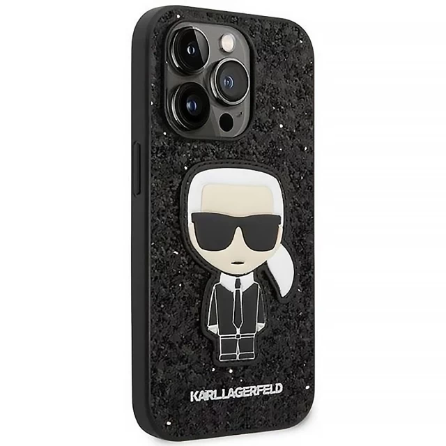 Чохол Karl Lagerfeld Glitter Flakes Iconik для iPhone 14 Pro Max Black (KLHCP14XGFKPK)