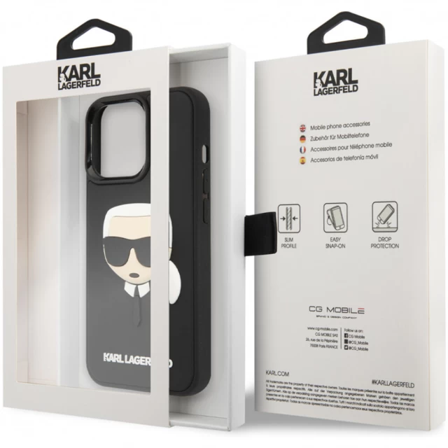 Чехол Karl Lagerfeld 3D Rubber Karl's Head для iPhone 14 Pro Max Black (KLHCP14XKH3DBK)