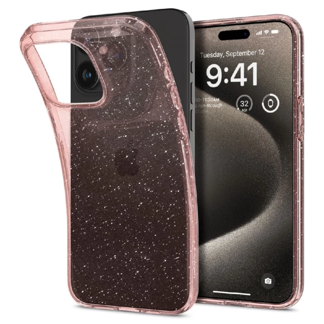 Чехол Spigen Liquid Crystal Glitter для iPhone 15 Pro Max Rose Quartz (8809896749091)