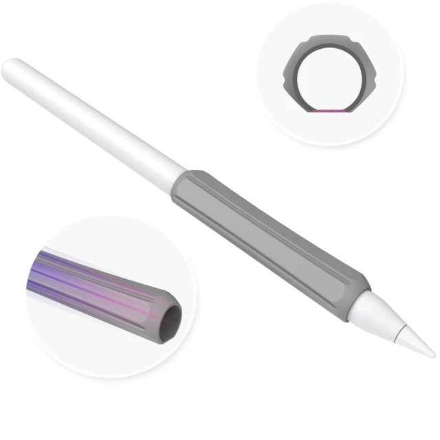 Тримач Stoyobe Silicone Holder для Apple Pencil 1/2 | Huawei M-Pencil Gray (6974690970599)