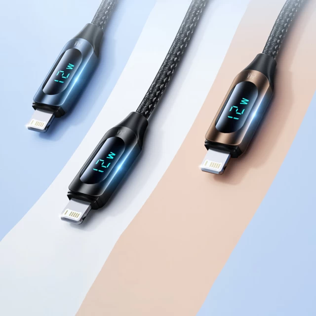 Кабель Wozinsky USB-A to Lightning with LED Display 2.4A 1 m Black (WUALC1)