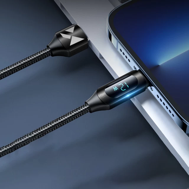 Кабель Wozinsky USB-A to Lightning with LED Display 2.4A 2 m Black (WUALC2)