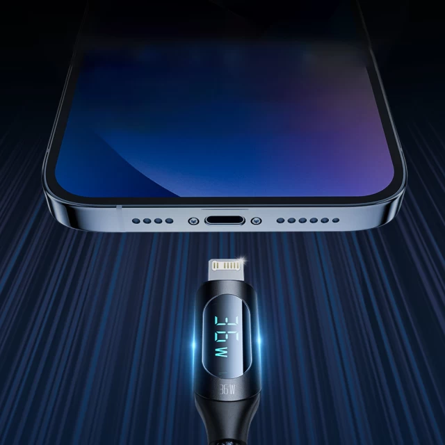 Кабель Wozinsky USB-C to Lightning with LED Display 36W 2 m Black (WUCLC2)