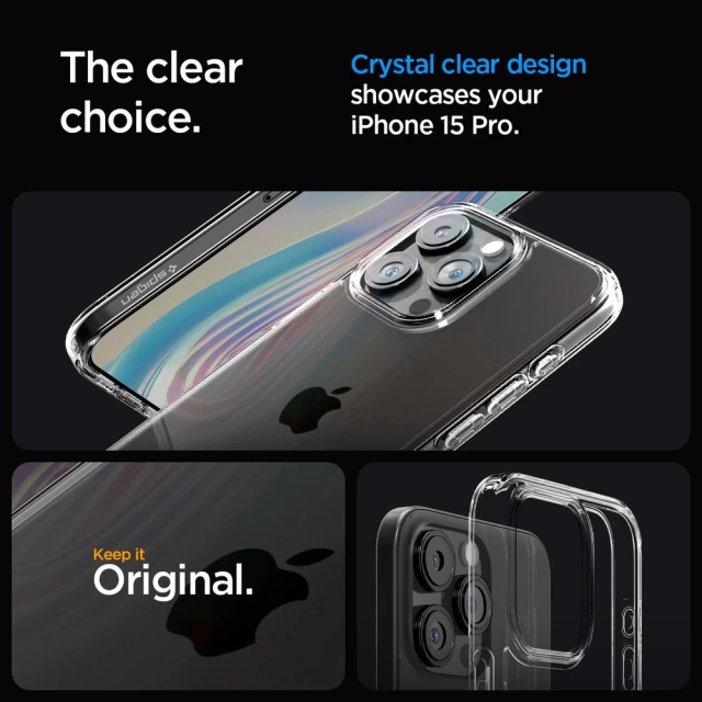 Чохол Spigen Crystal Hybrid для iPhone 15 Pro Crystal Clear (ACS06471)