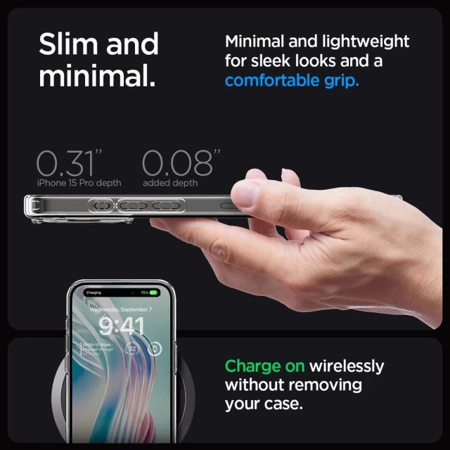 Чехол Spigen Crystal Hybrid для iPhone 15 Pro Crystal Clear (ACS06471)