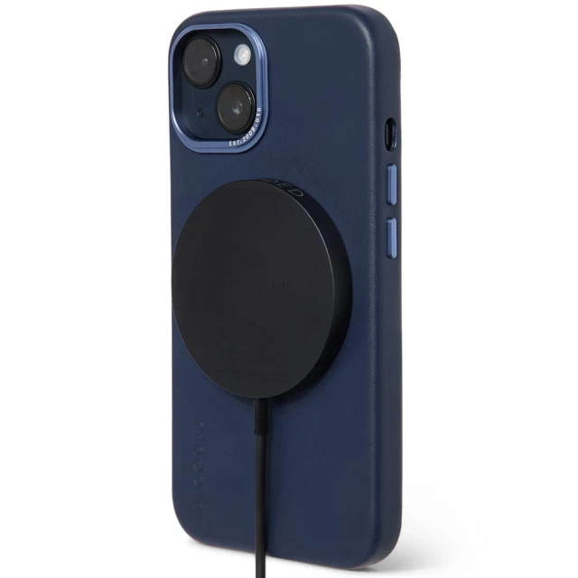 Чехол Decoded Leather Back Cover для iPhone 14 Plus Navy with MagSafe (D23IPO14MBC1NY)