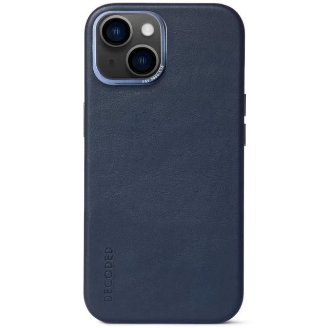 Чехол Decoded Leather Back Cover для iPhone 14 Plus Navy with MagSafe (D23IPO14MBC1NY)