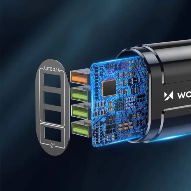 Сетевое зарядное устройство Wozinsky 48W 4xUSB-A Black (WWCUAB)