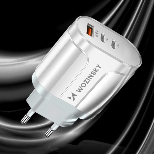 Мережевий зарядний пристрій Wozinsky 60W 2xUSB-C | USB-A White (WWCUCW)