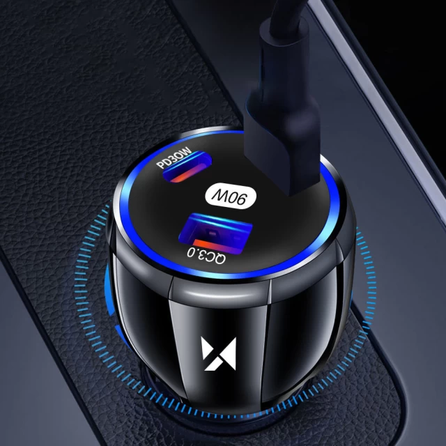 Автомобільний зарядний пристрій Wozinsky 2x USB-C/USB-A 90W Black (WCCCA)