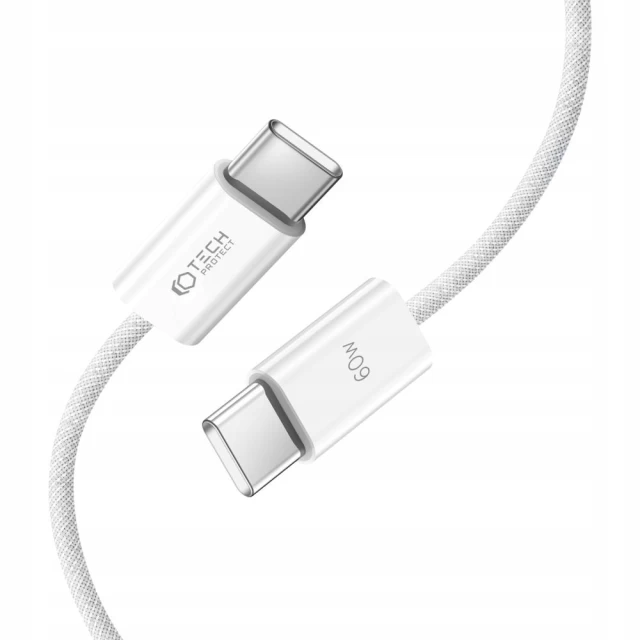Кабель Tech-Protect UltraBoost Classic USB-C to USB-C 60W 3A 0.25m White (9319456607109)